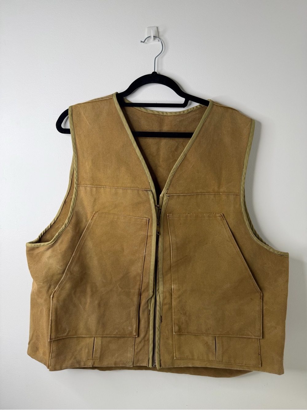 Vintage Heavyweight Duck Canvas Upland Hunting Vest with Zip Game Bag size L/XL